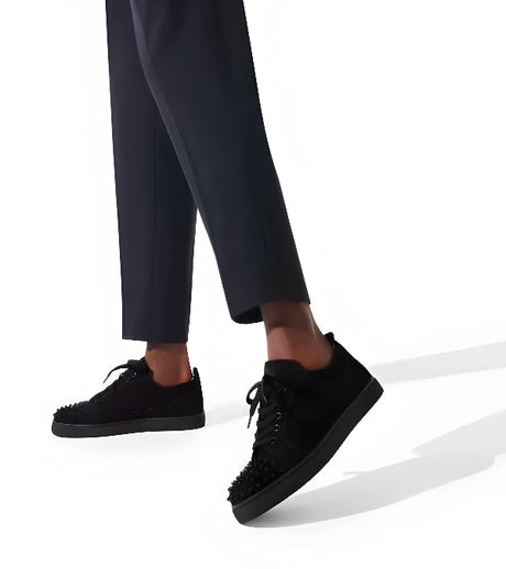 Louboutin Louis Junior Spikes "Veau velours - Black"